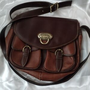 Francesco Biasia Vtg Leather Brown Saddle Bag Crossbody